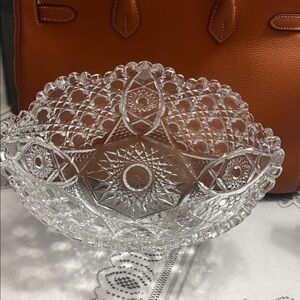 Vintage Crystal Cut Glass Decorative Bowl - Clear